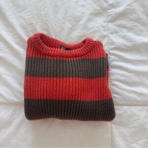 Children’s Place Orange and Brown Striped Crewneck